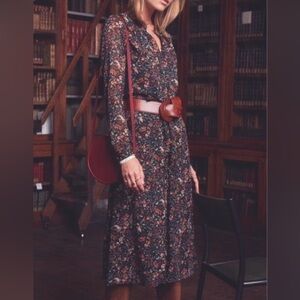 Sézane CLEMENCE dress black foliage. Rare!